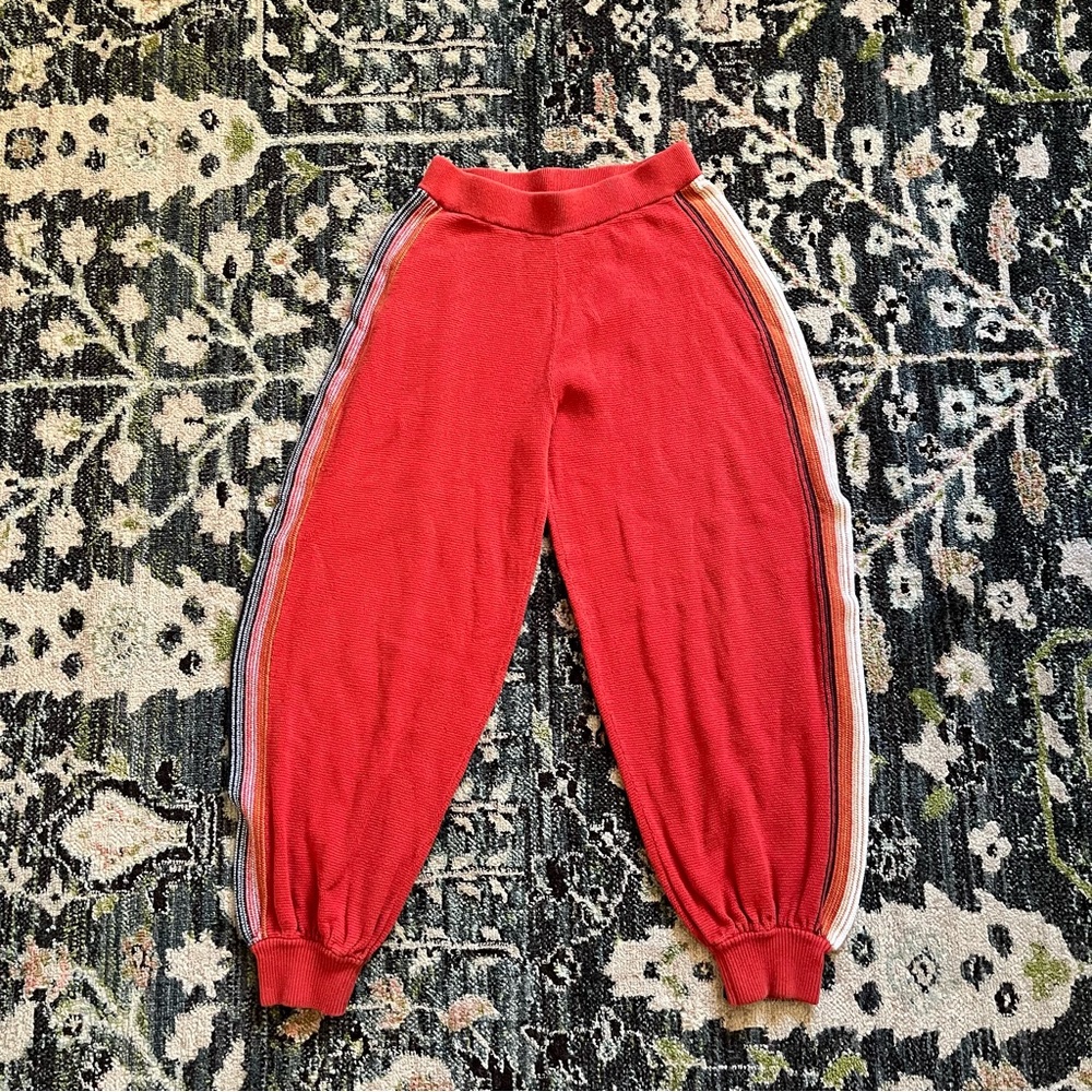 Free People women’s Orange, white and black knit wide leg yoga athletic pants!